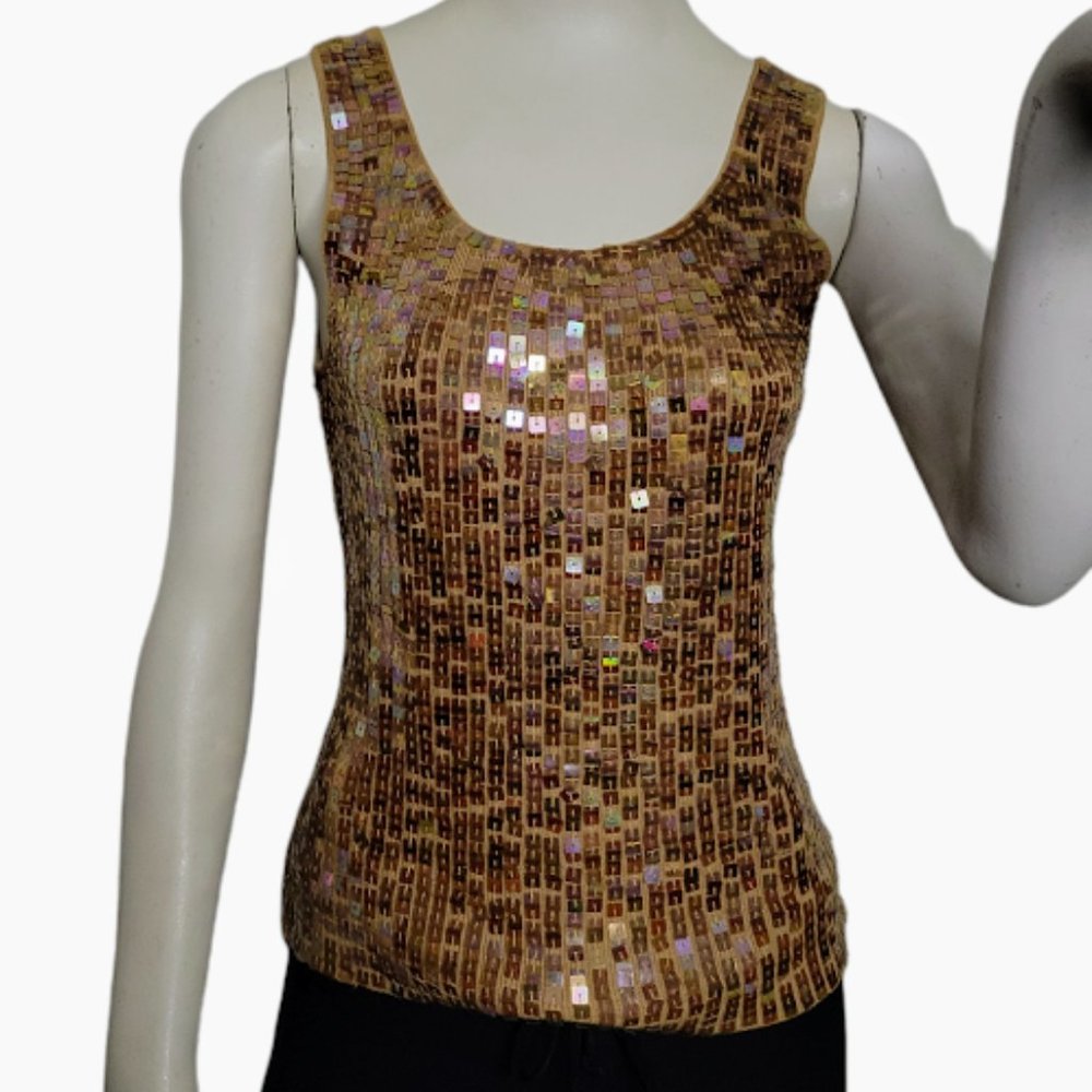 Vintage Women’s 52 Weekends Sequined Sleeveless Knit Sweater Shirt Tank Top Med